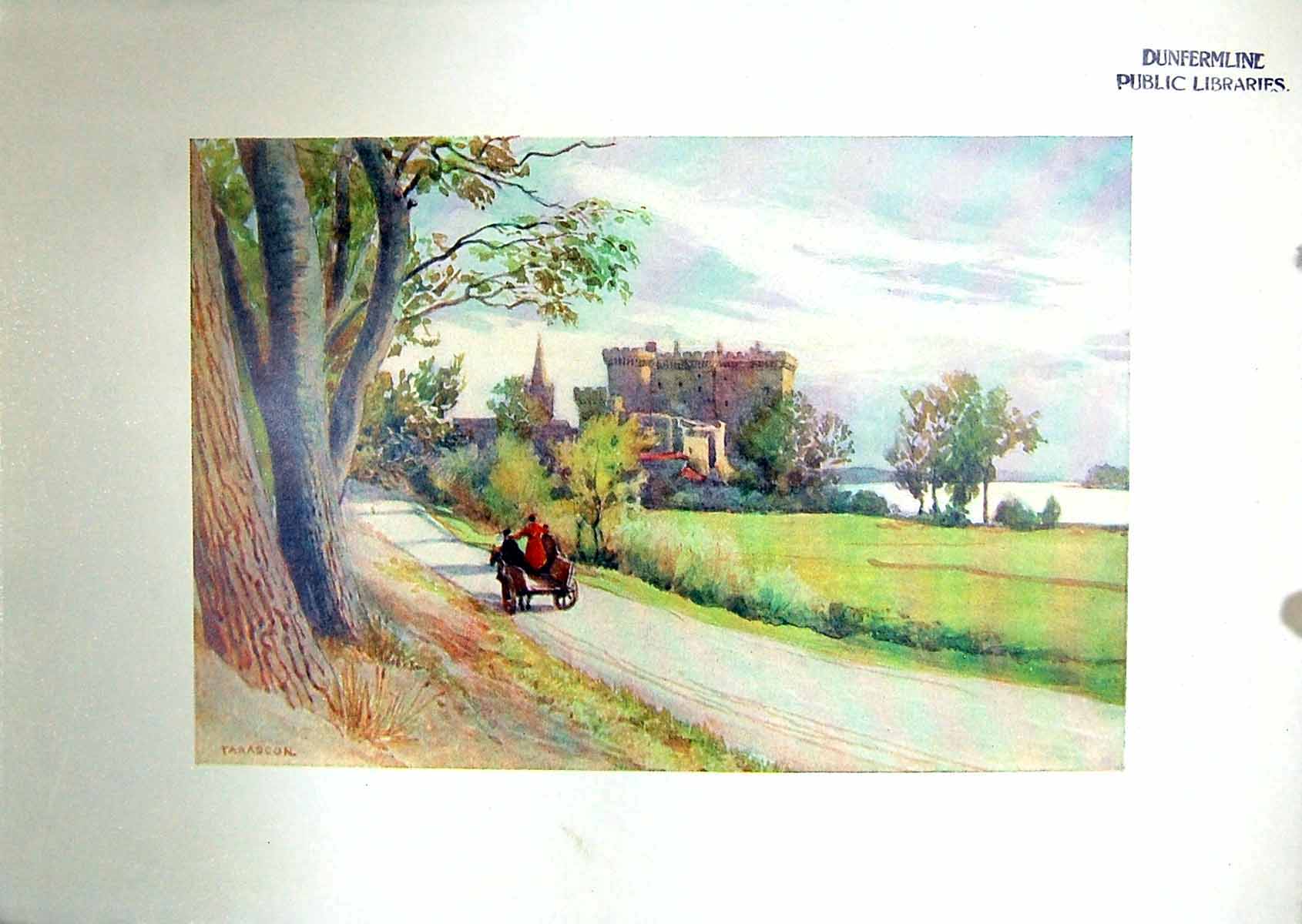 Original Old Antique Print View Tarascon Castle 1904 Murray Colour 20th Century