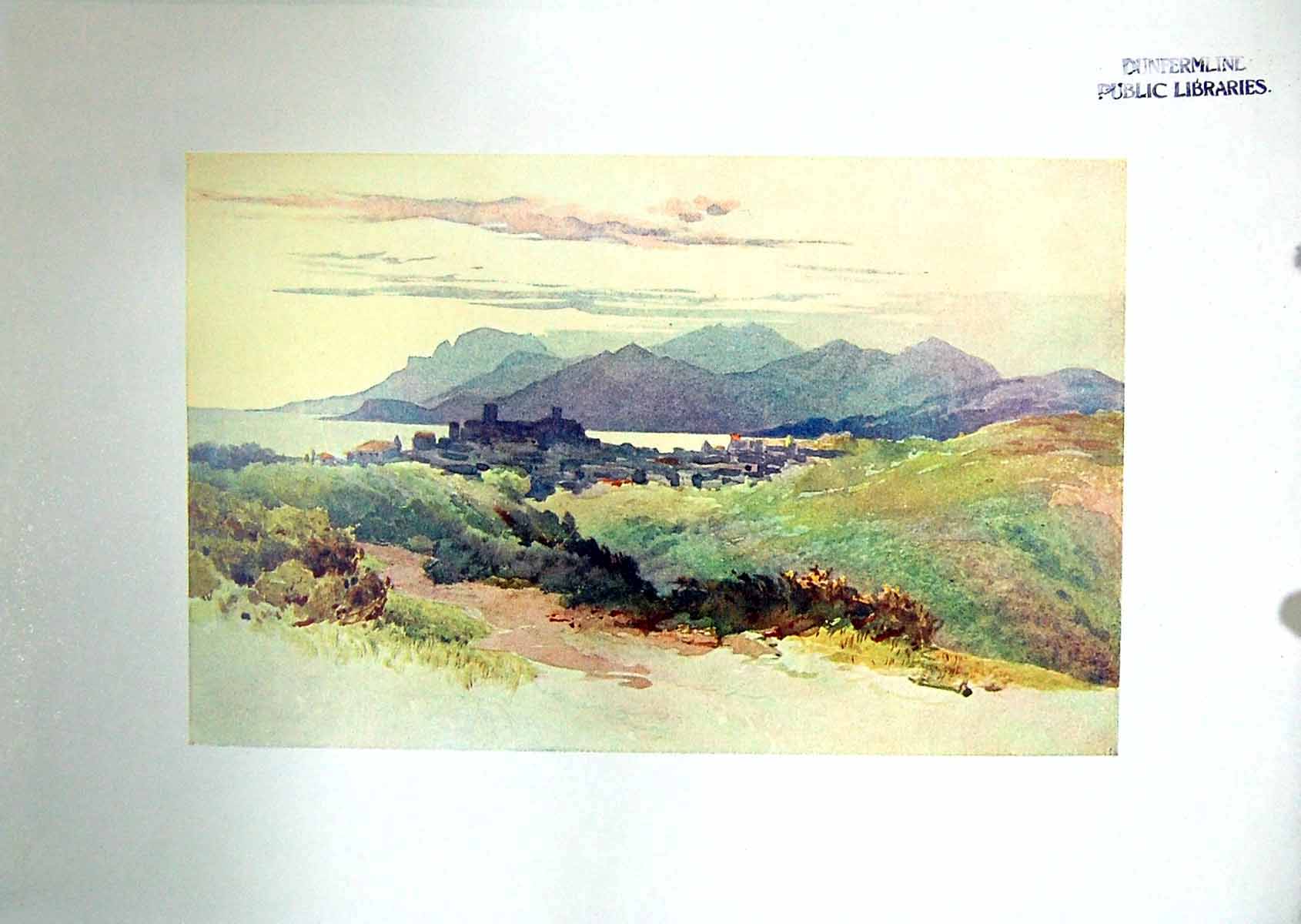 Original Old Antique Print Cannes Esterel Mountains France 1904 Murray Colour