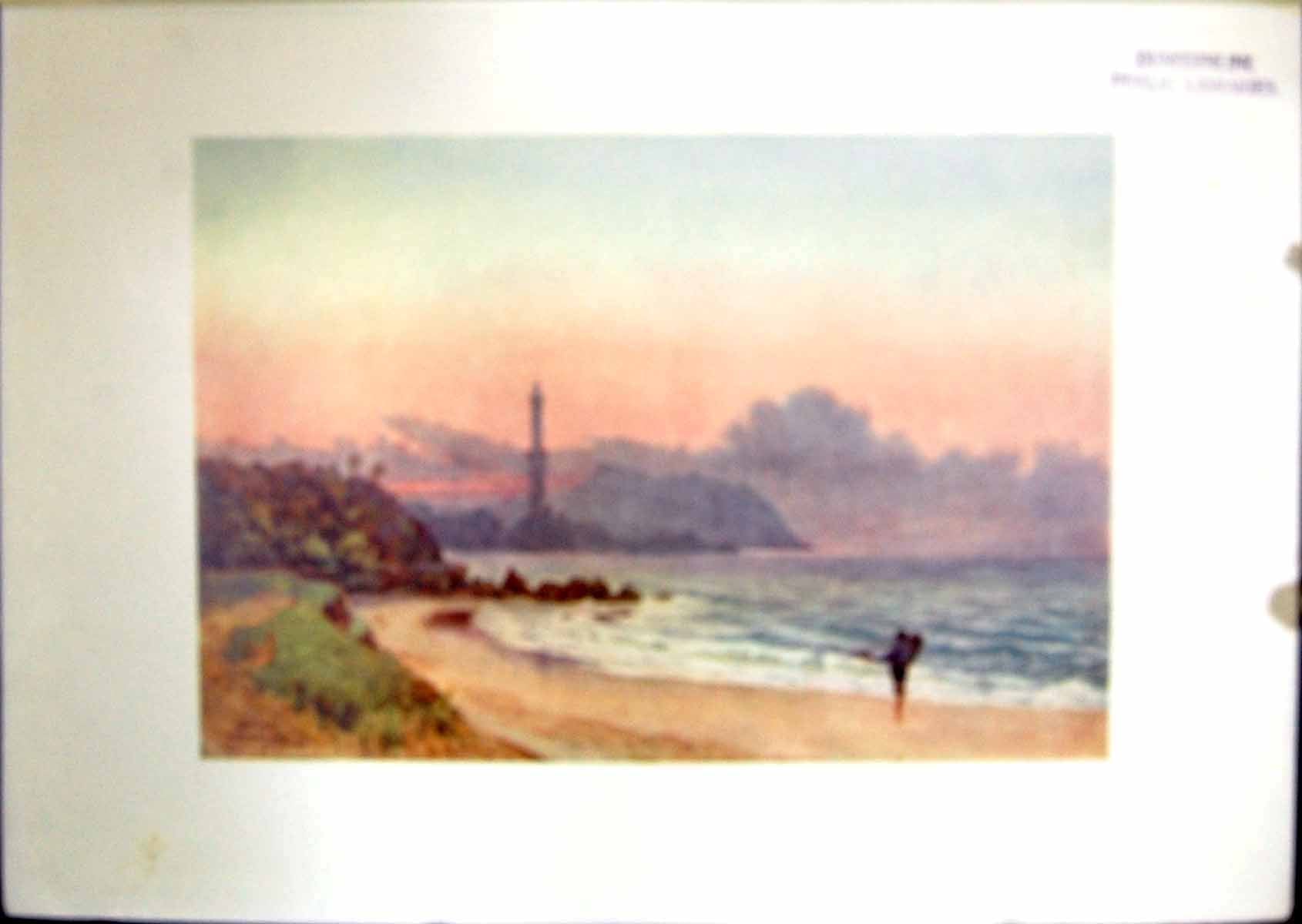 Original Old Antique Print Genoa Lighthouse 1904 Murray Colour 20th Century