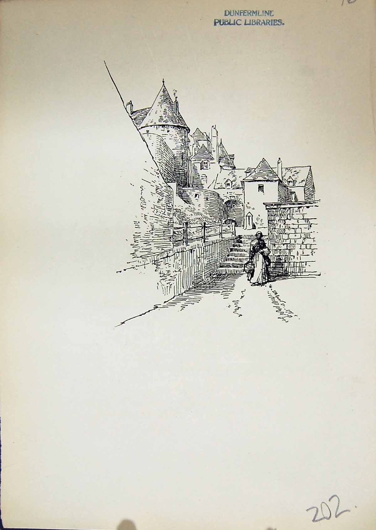 Original Old Antique Print 1904 Murray Dieppe Castle France Azay Le Rideau