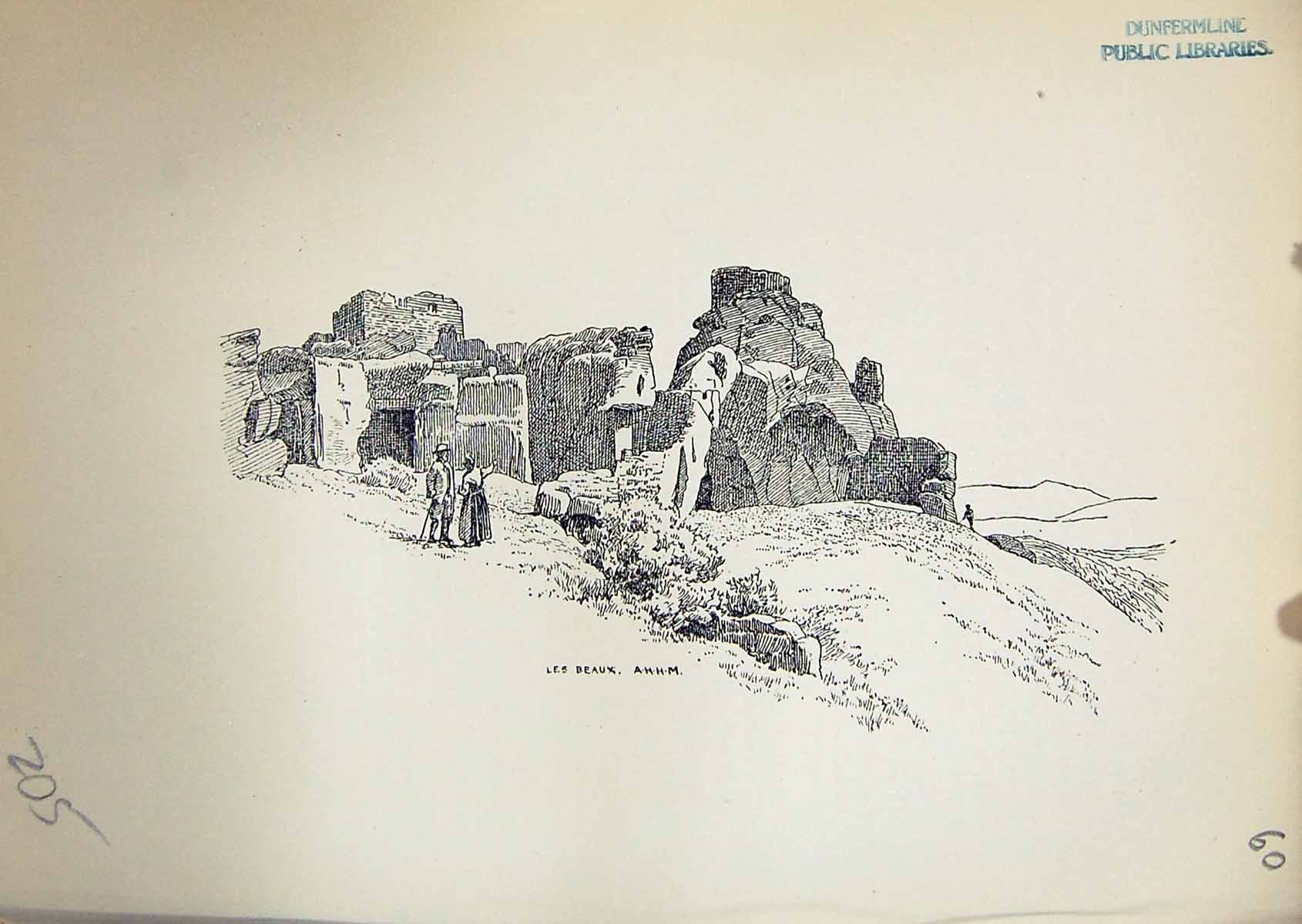 Original Old Antique Print 1904 Murray Les Beaux France 20th Century