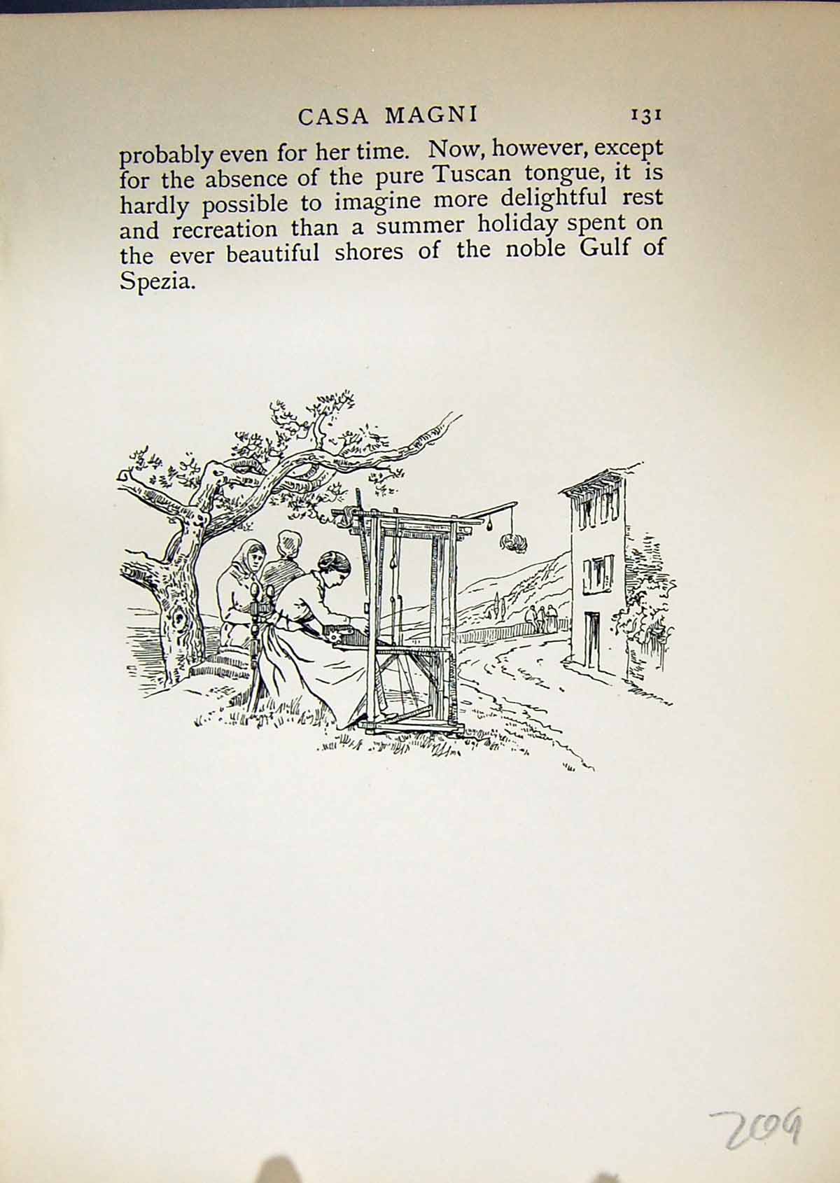 Original Old Antique Print 1904 Murray Ladies Weaving Roadside Scene 20th