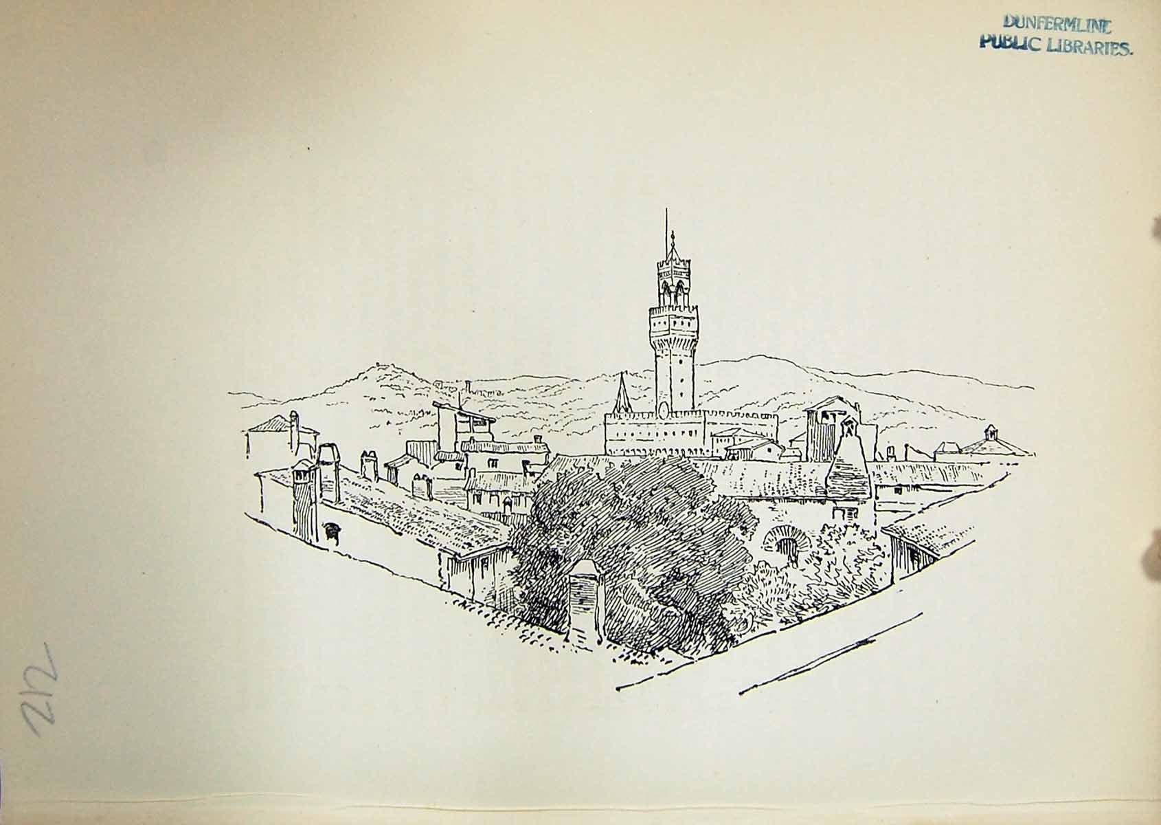 Original Old Antique Print 1904 Murray Palazzo Vecchio Pitti Palace 20th
