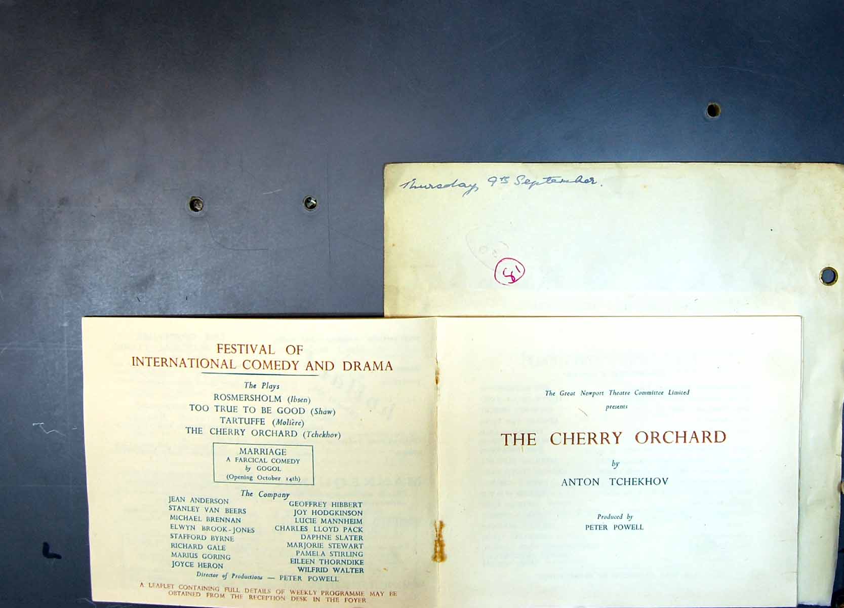 Old Arts Theatre Programme Powell Damozel League Empire Orpheo Erodys