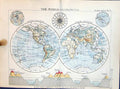 Old Print Bartholomew Map 1886 Orographical World Hemisphere Ocean Depths 19th