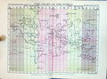 Original Old Antique Print Chart World Ante Post Meridiem Bartholomew Map 1886