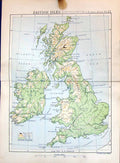 Old Orographical British Isles Bartholomew Map 1886 Ireland England S Victorian