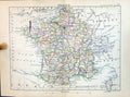 Old Bartholomew Map 1886 France Bay Biscay English Channel Gulf Lions Victorian