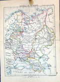 Antique Old Print Bartholomew Map 1886 Europe Russia Arctic Ocean Caspian Sea