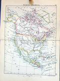 Old Bartholomew Map 1886 North America Canada Mexico Florida Alaska G Victorian