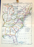 Old Bartholomew Map 1886 Eastern States America Florida Kentucky Geor Victorian