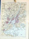 Old Bartholomew Map 1886 Environs New York America Richmond Hudson Ri Victorian