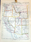 Old Bartholomew Map 1886 Western States America Nevada Arizona Califo Victorian