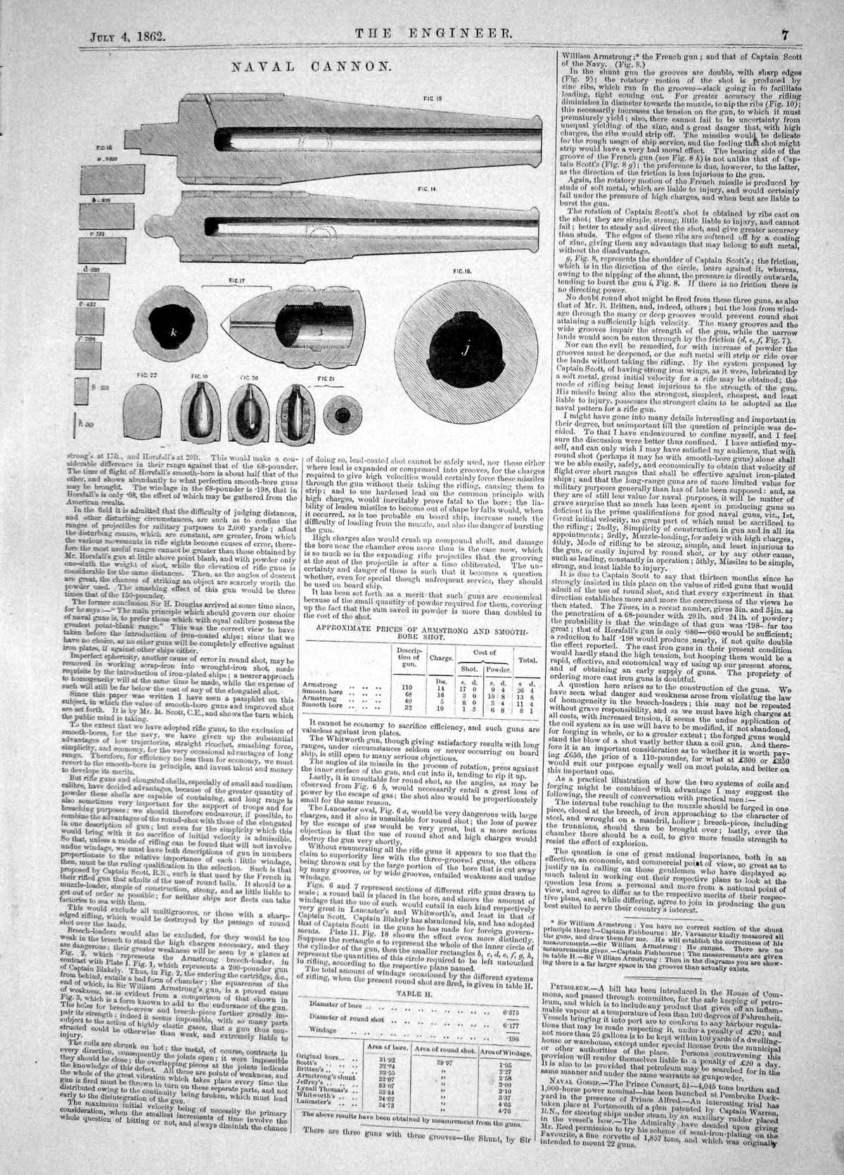 Old Antique Print Engineering 1862 Naval Canon Diagram Marine Governors 19th