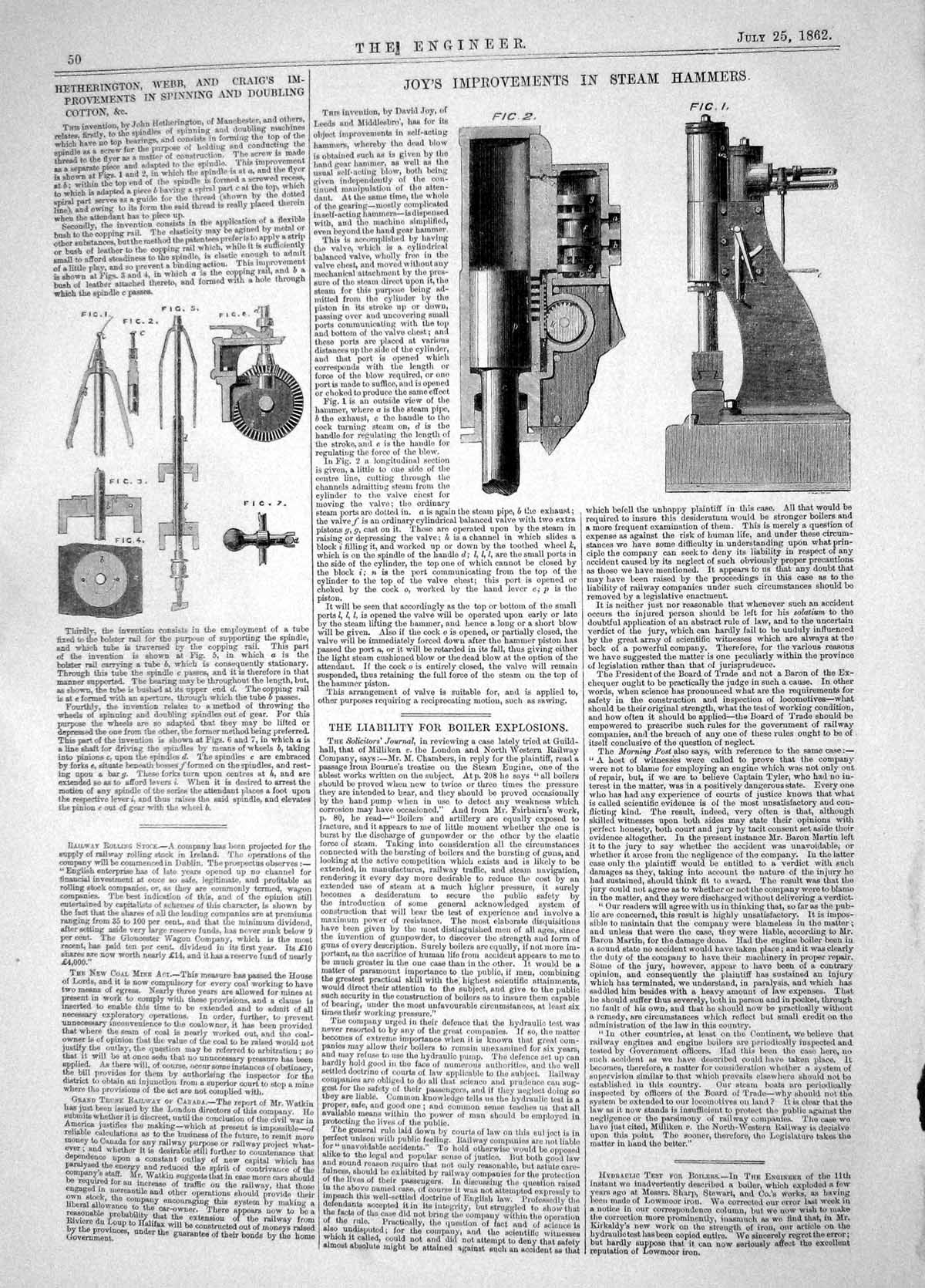 Old Engineering 1862 Hetherington Webb Craig Cotton Joy Steam Hammers Victorian