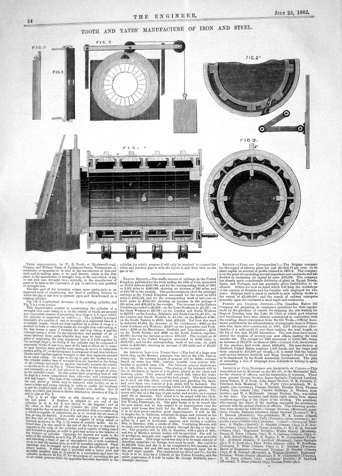 Antique Print Engineering 1862 Tooth Yates Manufacture Iron Steel Machinery