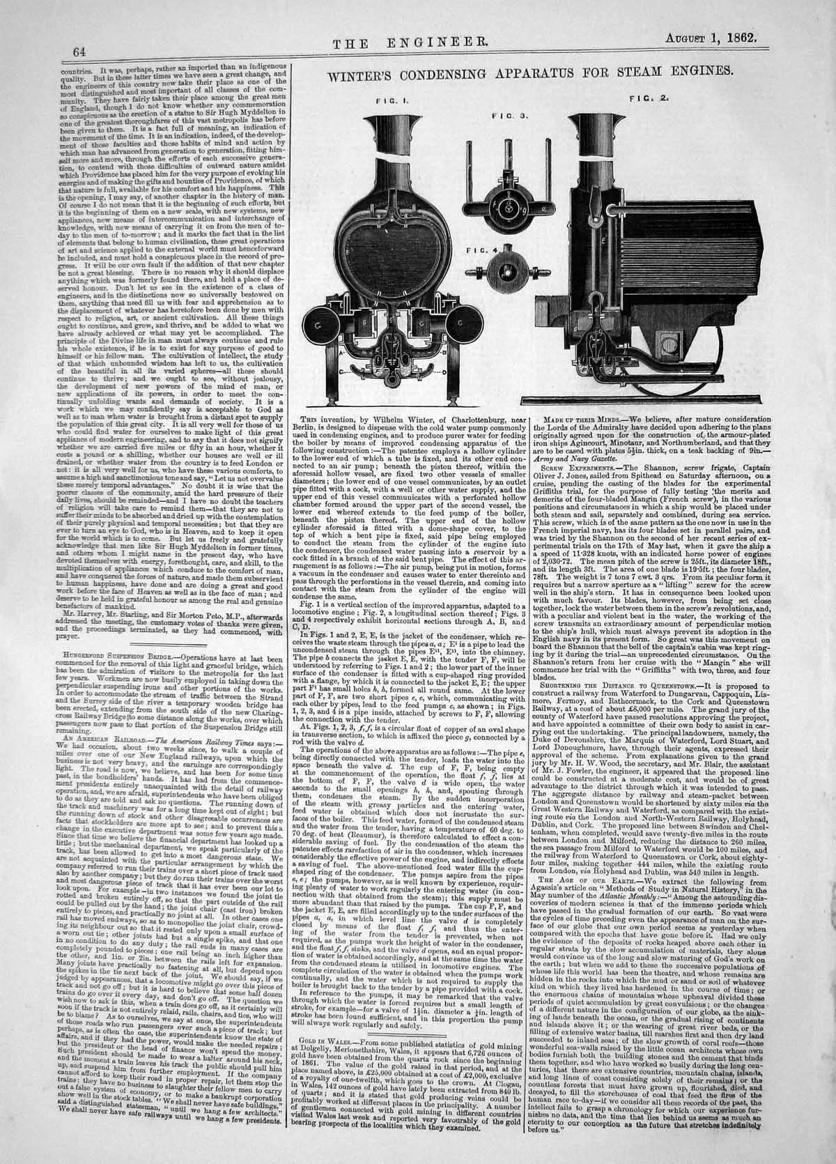 Old 1862 Invention Wilhelm Winter Condensing Apparatus Steam Engines Victorian
