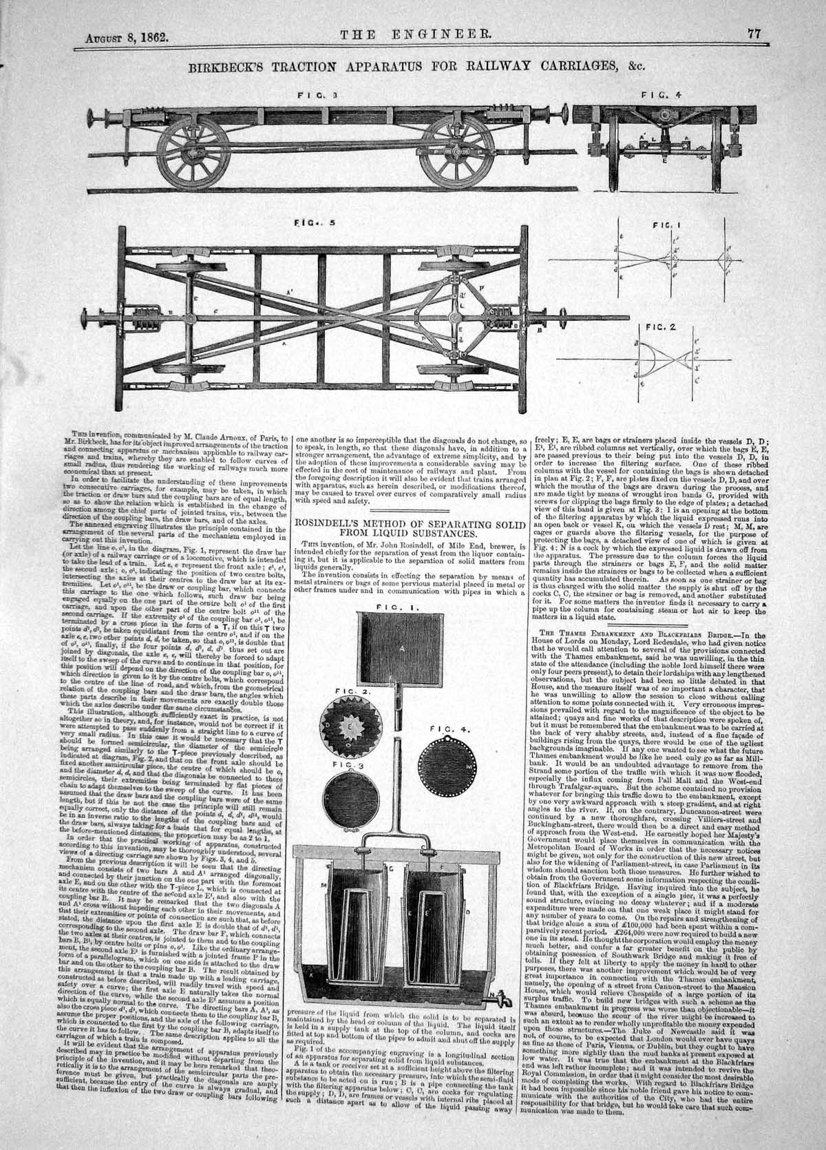 Old 1862 John Rosindell Birkbeck Traction Apparatus Railway Carriages Victorian