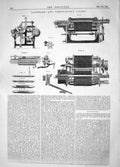 Antique Print Engineering 1862 Invention Crawford Templeton Looms Machinery