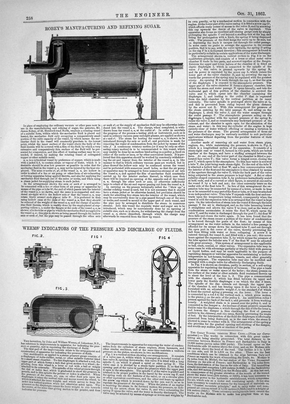 Antique Print 1862 Robey Manufacturing Refining Sugar Weems Pressure Fluids