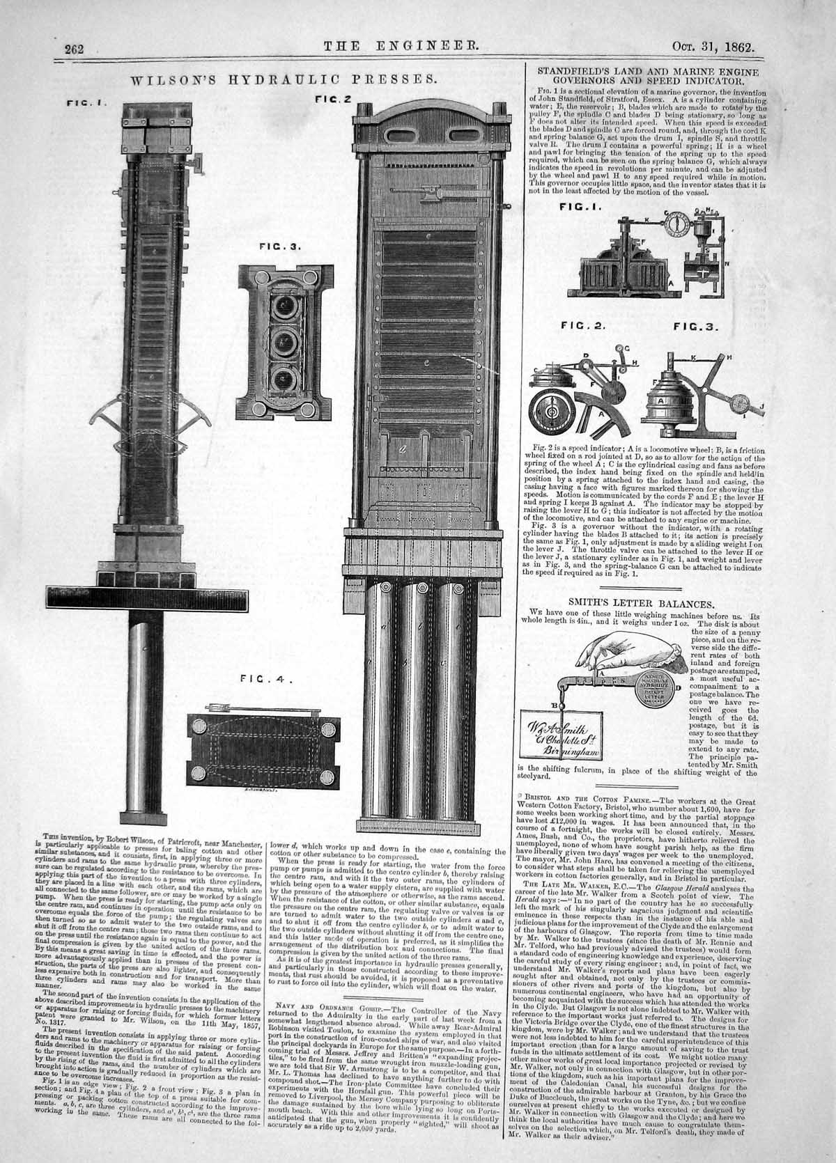 Antique Print 1862 Robert Wilson Hydraulic Presses Standfield Smith Marine 19th