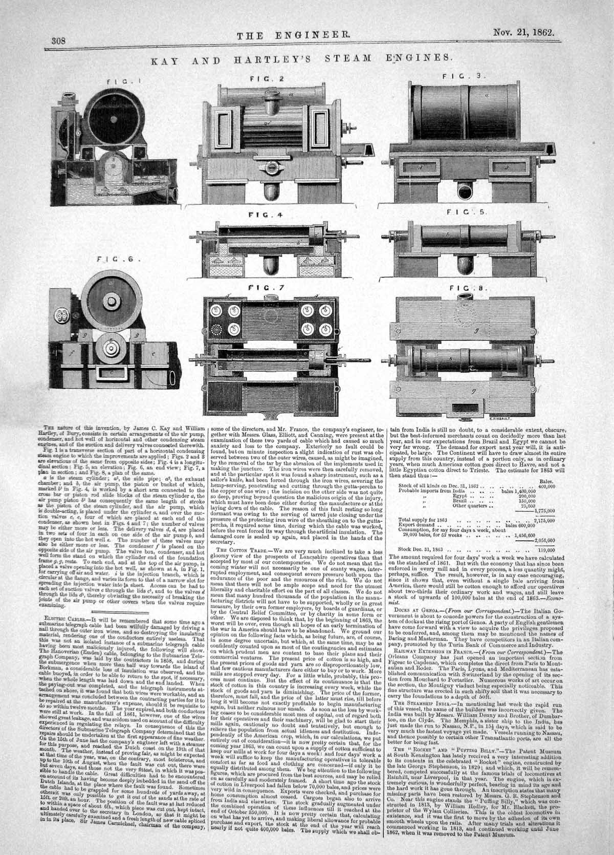Old Engineering 1862 James Kay William Hartley Steam Engines Machiner Victorian