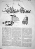 Antique Old Print Engineering 1863 William Worby Reaping Machines Agriculture