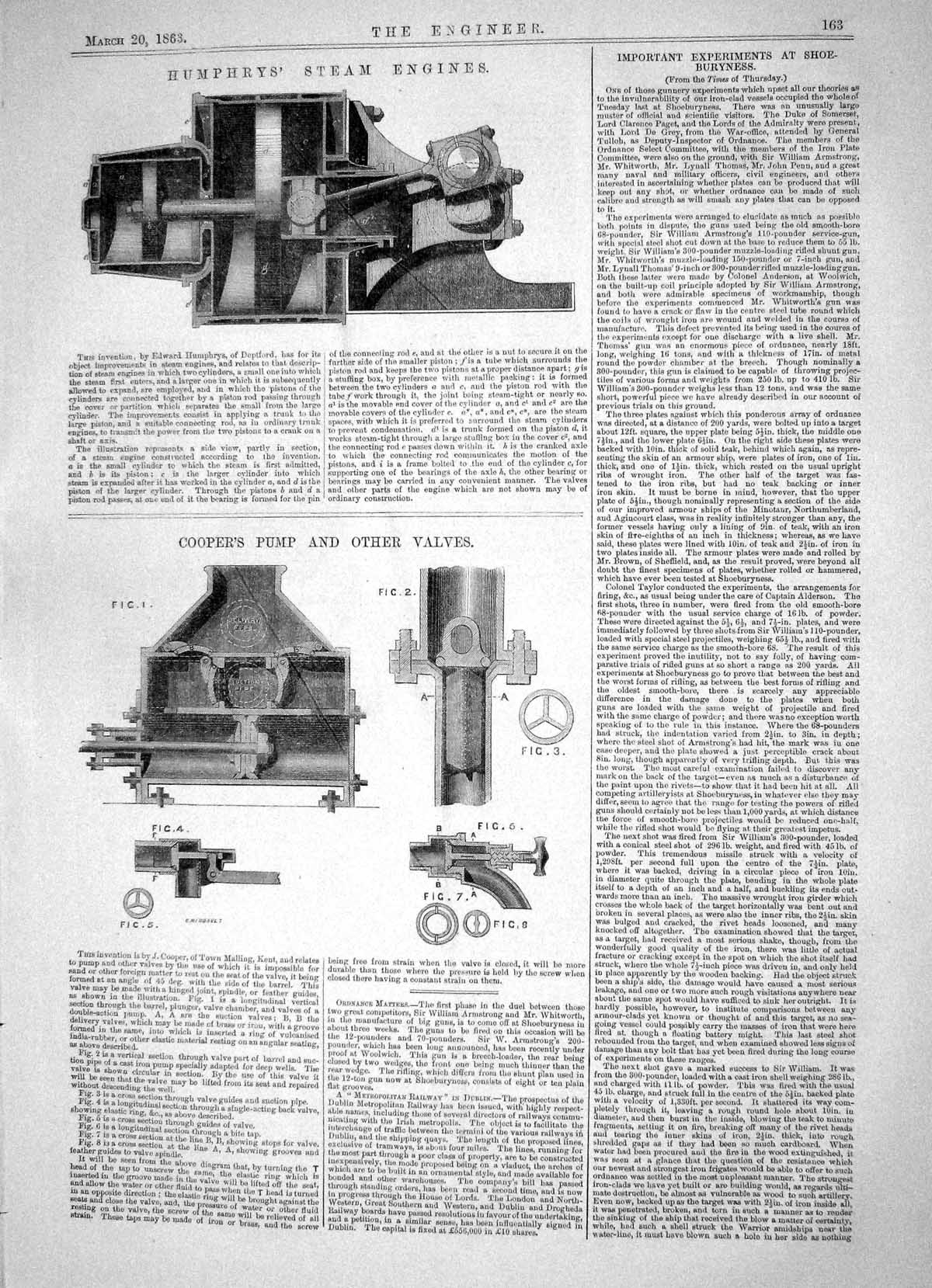 Old Engineering 1863 Edward Humphreys Steam Engines Cooper Pump Valve Victorian