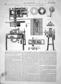 Old Print Engineering 1863 Invention James Barclay Nail Making Machinery 19th