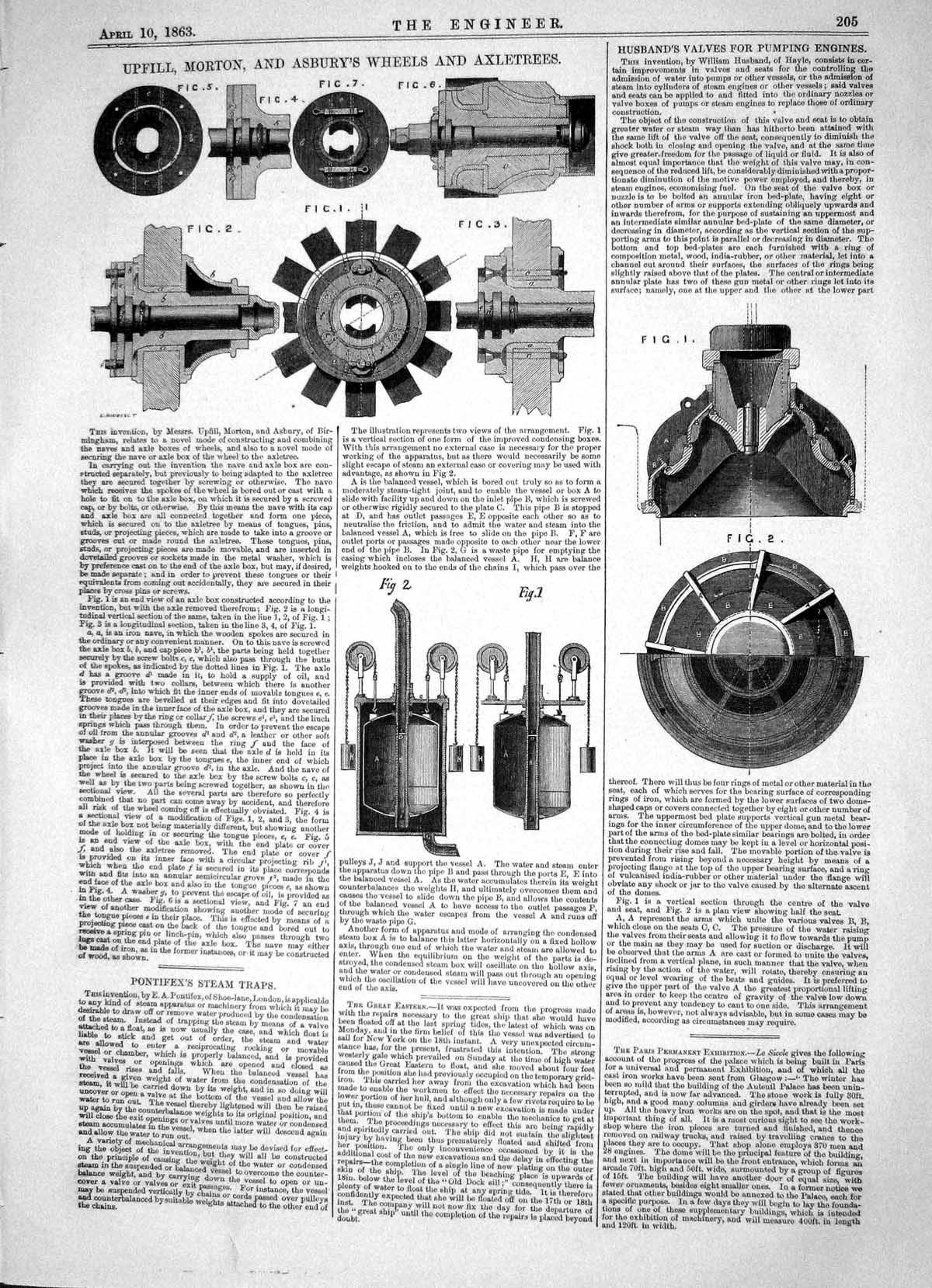 Antique Old Print 1863 Upfill Morton Asbury Wheels Axletrees Pontifex Husband