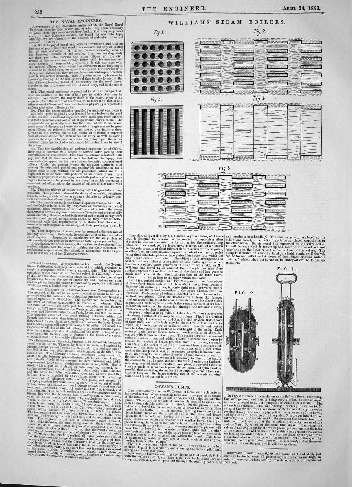Old Engineering 1863 Invention Charles Williams Steam Boilers Cowan P Victorian