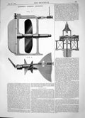 Antique Old Print 1863 Edward Humphrys Steering Apparatus Hitchcock Ordnance