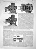Antique Old Print Lindemann Manufacture Bricks Tiles 1863 Clark Cast Iron Gas