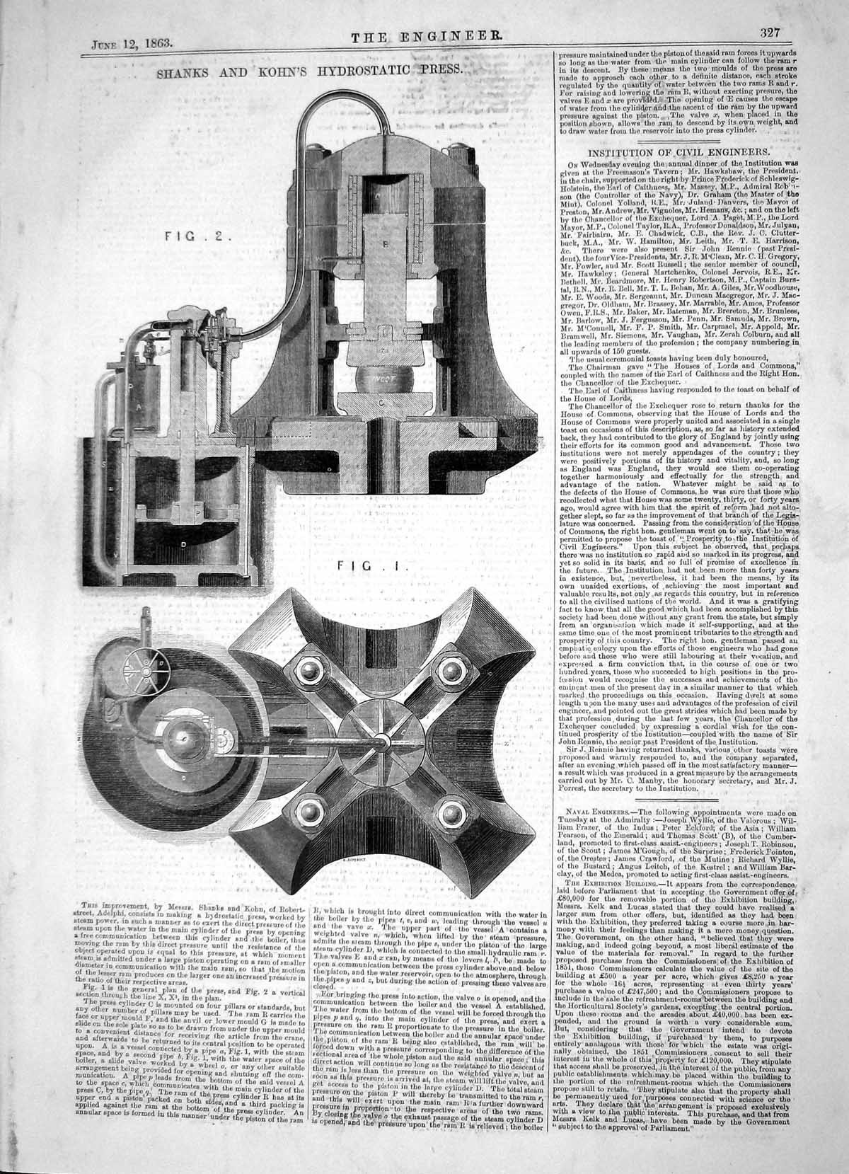 Old Engineering 1863 Shanks Kohn Hydrostatic Press Steam Power Machin Victorian