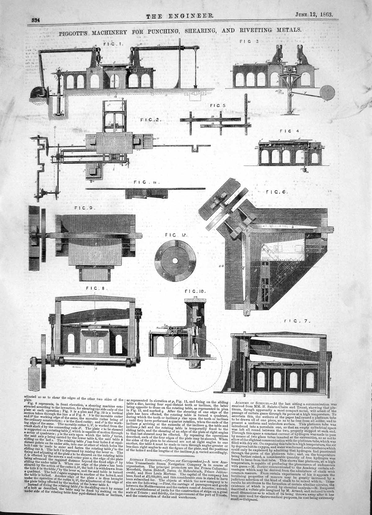 Old Engineering 1863 Piggott Machinery Punching Shearing Rivetting Me Victorian