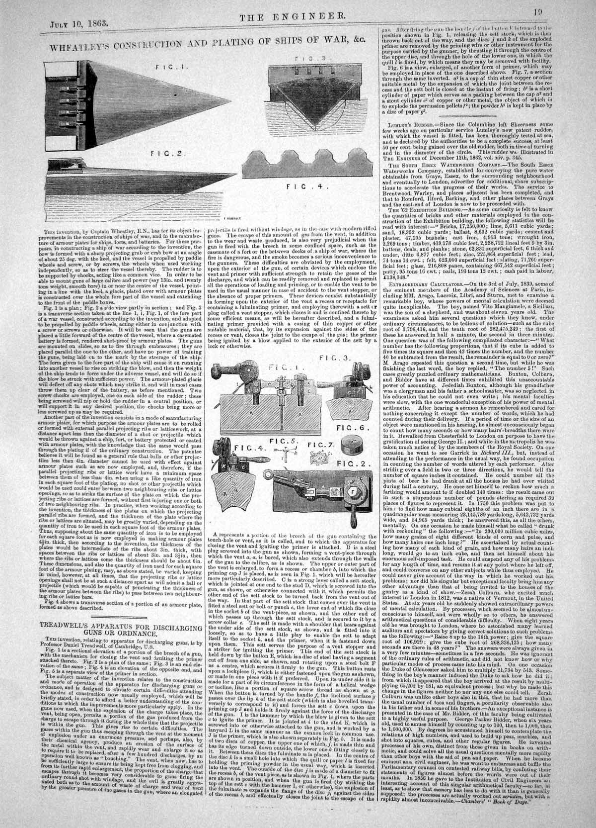 Old Print 1863 Captain Wheatley Construction Plating Ships War Treadwell 19th