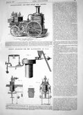 Antique Old Print 1863 Merryweather Stem Fire Engines Craig Manufacture Clay
