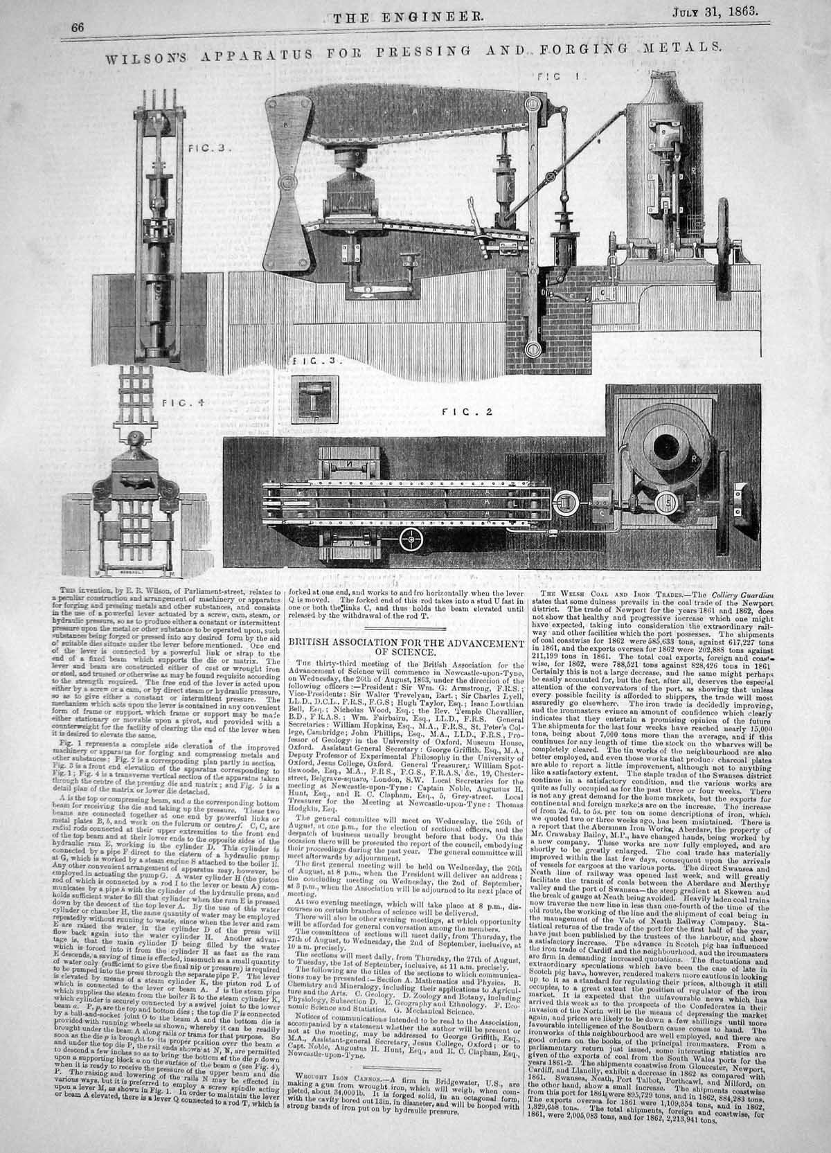 Old Engineering 1863 Wilson Apparatus Pressing Forgin Metals Inventio Victorian