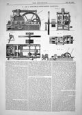 Antique Old Print Engineering 1863 Invention Tannahill Rivet-Making Machinery