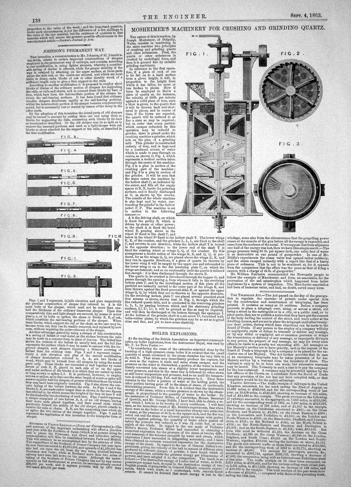 Old Engineering 1863 Mosheimer Machinery Crushing Grinding Quartz Joh Victorian