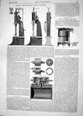 Old Print 1863 Mellor Whaley Steam Hammers Davis Piston Valves Oxley Trap 19th