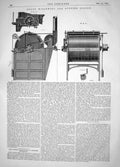 Antique Old Print 1863 Invention John Holt Willowing Opening Cotton Machinery