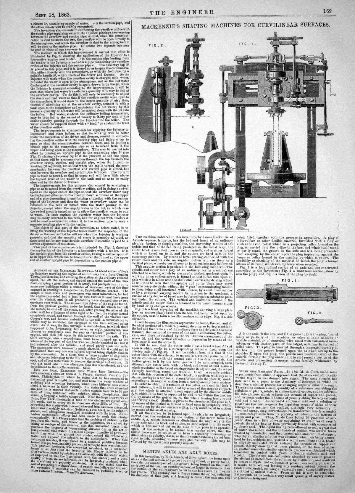 Antique Old Print 1863 Mackenzie Shaping Machines Curvilinear Surfaces Muntz