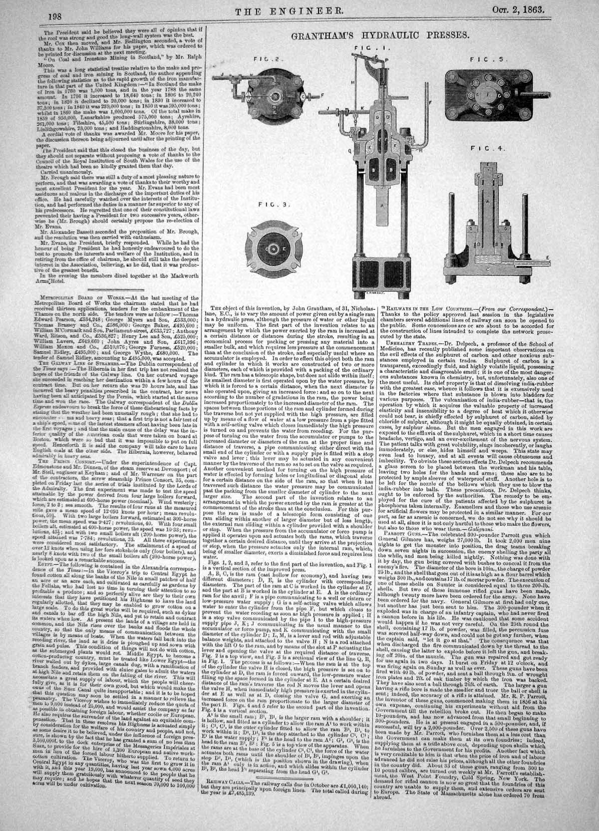 Old Engineering 1863 Invention John Grantham Hydraulic Presses Machin Victorian