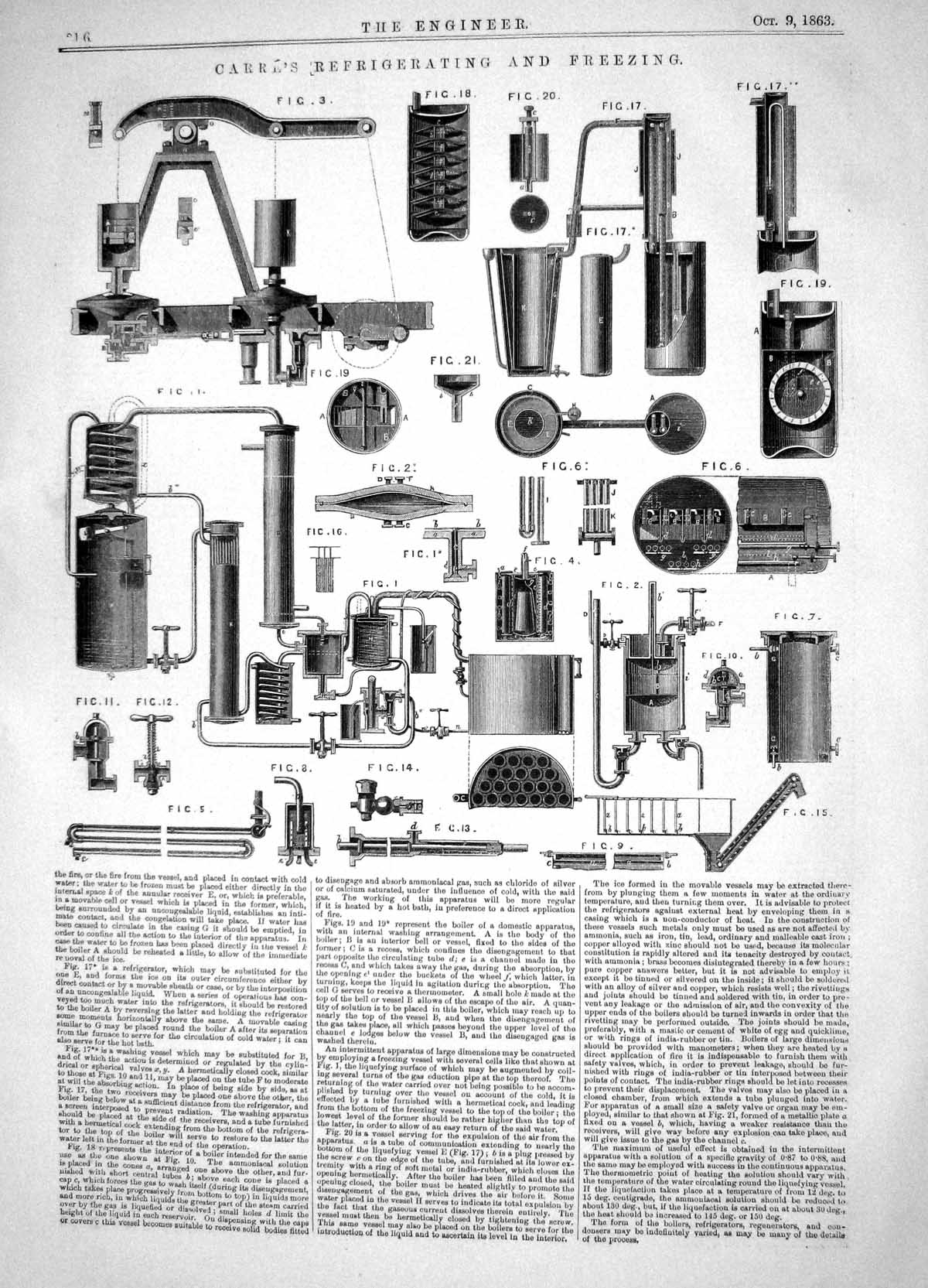 Old Engineering 1863 Carre Refrigerating Freezing Apparatus Machinery Victorian