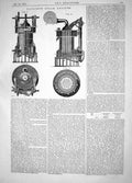 Antique Old Print Engineering 1863 Invention Datichy Steam Engines Machinery