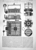 Antique Print Engineering 1863 Bower Hollinshead Manufacture Gas Machinery 19th