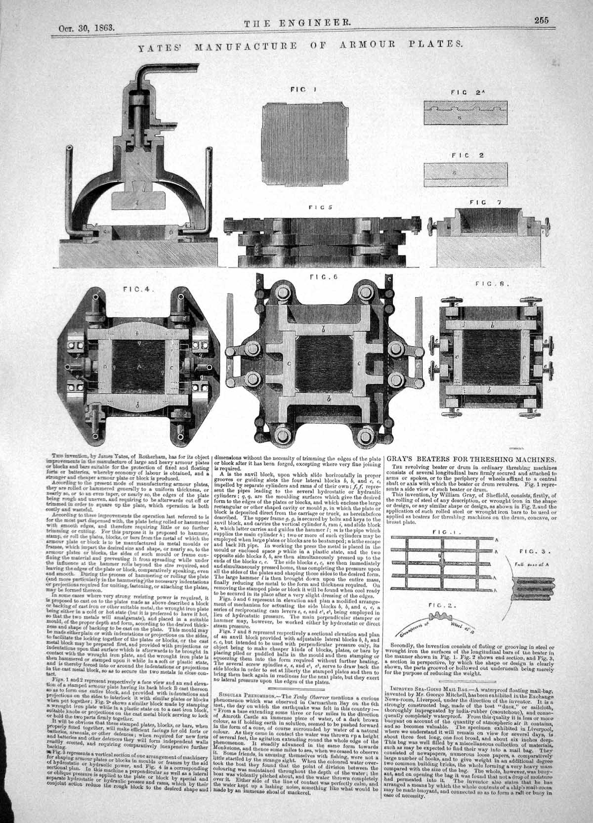 Old Engineering 1863 James Yates Manufacture Armour Plates Gray Beate Victorian