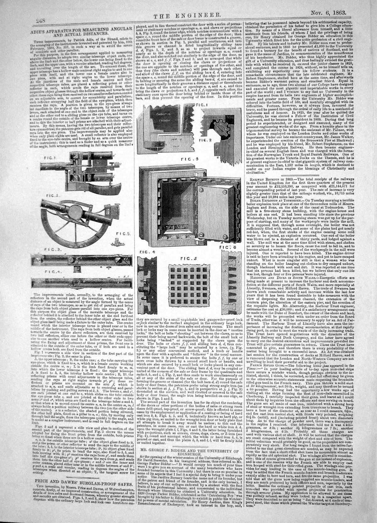 Old Engineering 1863 Adie Apparatus Measuring Angular Actual Distance Victorian
