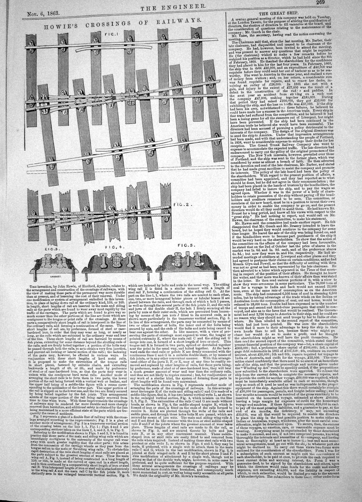 Old Engineering 1863 Invention John Howie Crossing Railways Hurlford Victorian